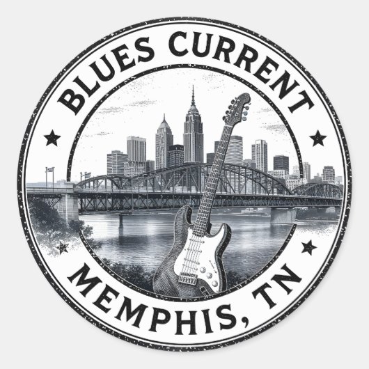 Memphis Tennessee Circular Abzeichen Illustration Runder Aufkleber (Vorderseite)