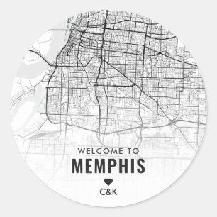 Memphis, Tennessee City Map   Begrüßung Runder Aufkleber