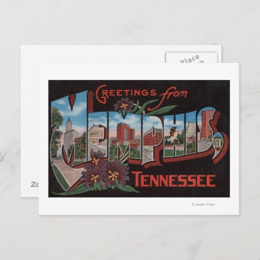Memphis, Tennessee - Große Buchstabenszenen Postkarte (Vorne/Hinten)