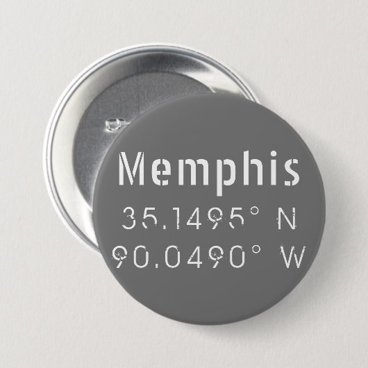 Memphis Tennessee Längengrad Latitude Button (Vorne & Hinten)