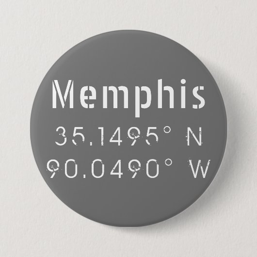 Memphis Tennessee Längengrad Latitude Button (Vorderseite)