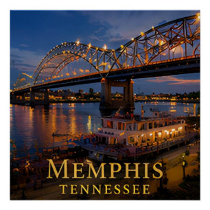 Memphis Tennessee Mississippi Blues & Fluss Poster