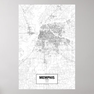 Memphis, Tennessee (schwarz auf weiß) Poster