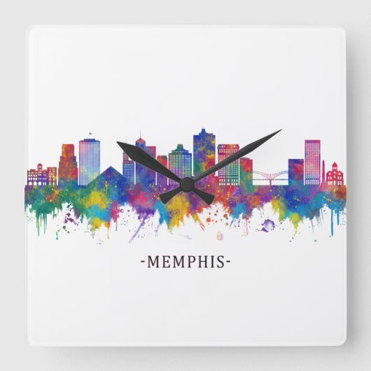 Memphis Tennessee Skyline Quadratische Wanduhr (Vorderseite)
