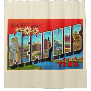Memphis Tennessee TN Vintager Großbuchstaben Post Duschvorhang
