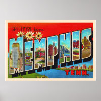 Memphis Tennessee TN Vintager Großbuchstaben Postk