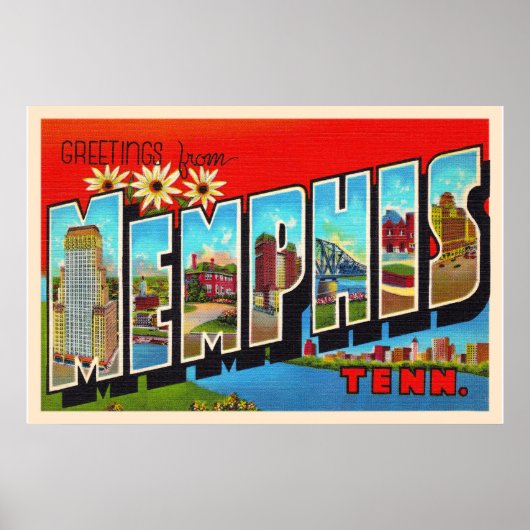 Memphis Tennessee TN Vintager Großbuchstaben Postk Poster (Vorne)