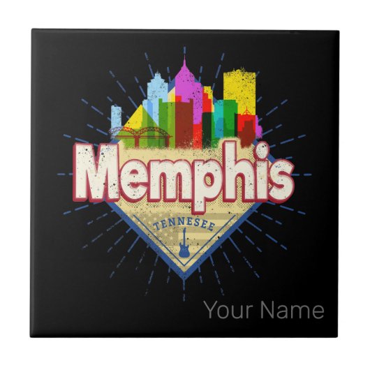 Memphis Tennessee United Staaten Retro Skyline Fliese (Vorderseite)
