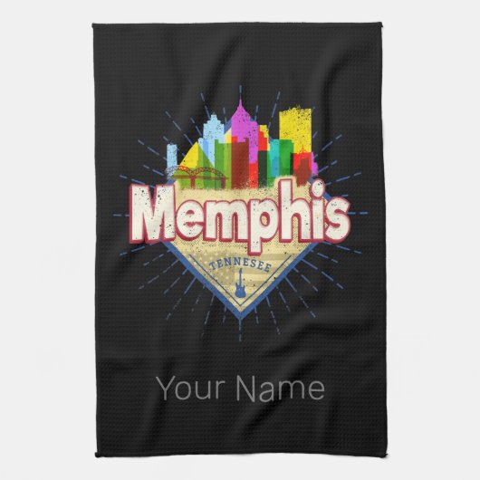 Memphis Tennessee United Staaten Retro Skyline Geschirrtuch (Vertikal)