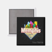 Memphis Tennessee United Staaten Retro Skyline Magnet (Vorderseite/Rückseite)
