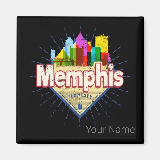 Memphis Tennessee United Staaten Retro Skyline Magnet (Vorne)