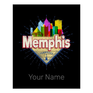 Memphis Tennessee United Staaten Retro Skyline Poster