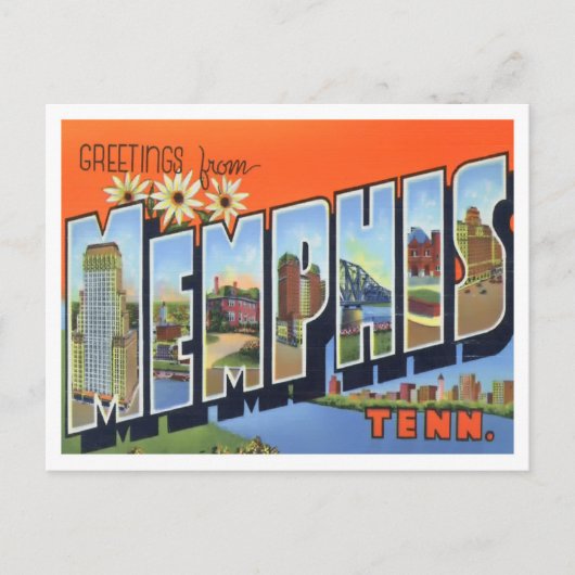 Memphis, Tennessee Vintage Großbuchstaben Postkart Postkarte (Vorderseite)