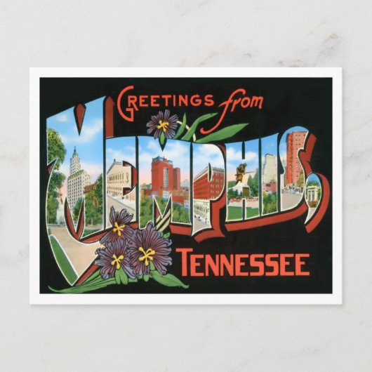 Memphis, Tennessee Vintage Großbuchstaben Postkart Postkarte (Vorderseite)
