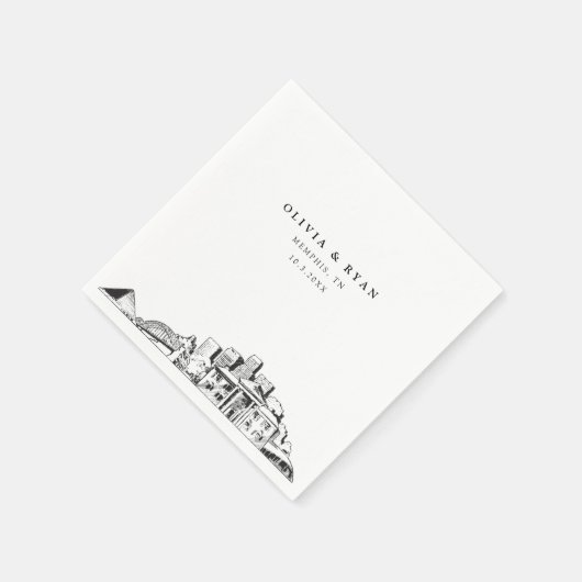 Memphis Tennessee Wedding Paper Cocktail Napkin Serviette (Ecke)