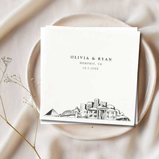 Memphis Tennessee Wedding Paper Cocktail Napkin Serviette