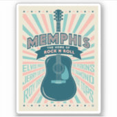 Memphis, TN: Gitarrenserie | Rock-N-Roll Aufkleber (Vorderseite)