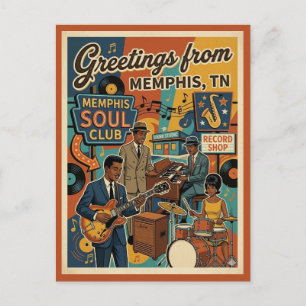 Memphis TN Grüße Retro-Musik-Vibe Postkarte
