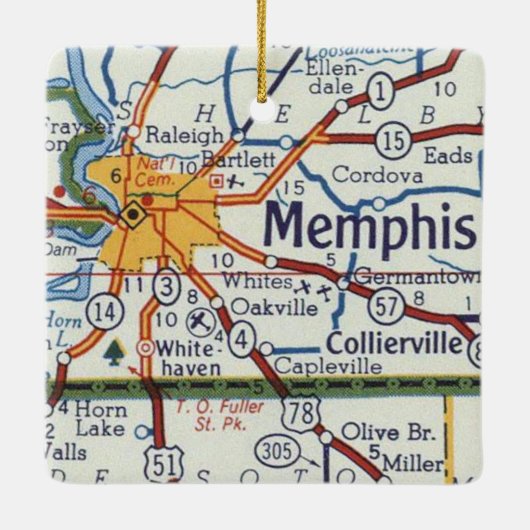 Memphis Vintag Map Keramikornament (Rückseite)