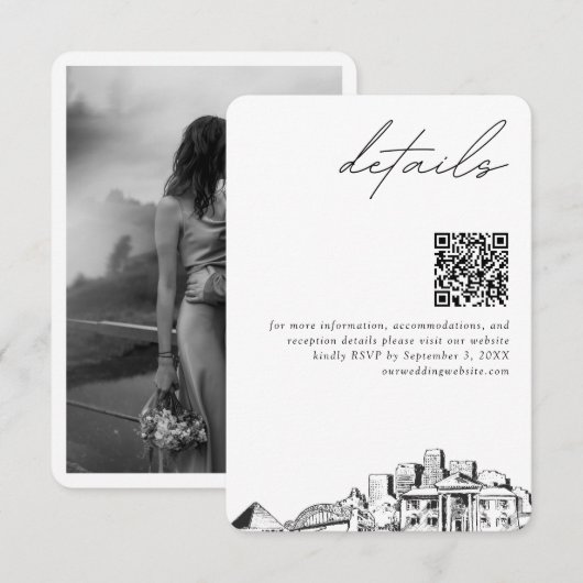 Memphis Wedding Details QR Code Klein Begleitkarte (Vorne/Hinten)