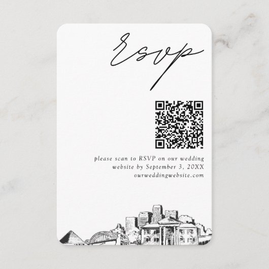 Memphis Wedding RSVP QR Code Small Begleitkarte (Vorderseite)