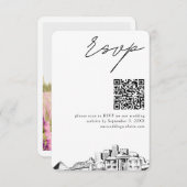Memphis Wedding RSVP QR Code Small Begleitkarte (Vorne/Hinten)