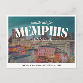Memphis Wedding Save the Date Retro Skyline Postkarte