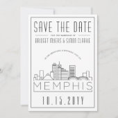 Memphis Wedding | Stilisierte Skyline Save the Dat Einladung (Vorderseite)