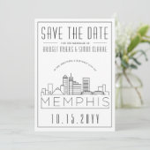 Memphis Wedding | Stilisierte Skyline Save the Dat Einladung (Stehend Vorderseite)