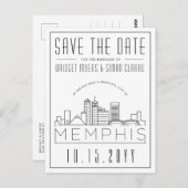 Memphis Wedding | Stilisierte Skyline Save the Dat Postkarte (Vorne/Hinten)