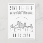 Memphis Wedding | Stilisierte Skyline Save the Dat Postkarte (Vorderseite)