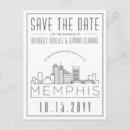 Memphis Wedding | Stilisierte Skyline Save the Dat Postkarte