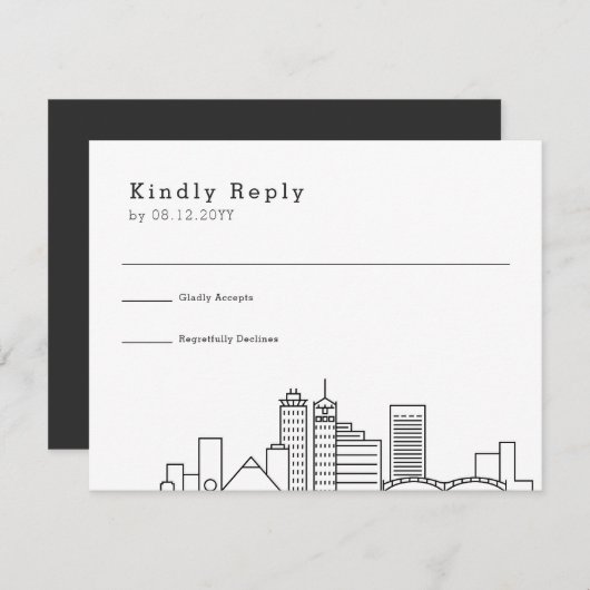 Memphis Wedding | Stilisierte Skyline-UAWG RSVP Karte (Vorne/Hinten)