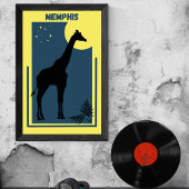 Memphis Zoo Tennessee Vintage Giraffe Poster