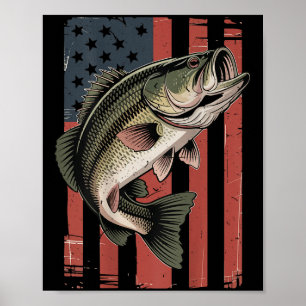 Men American Flag Patriotic Largemouth B F Poster