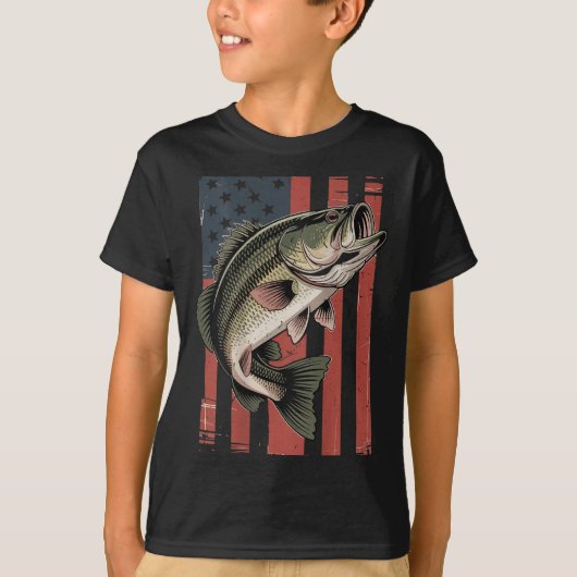 Men American Flag Patriotic Largemouth B F T-Shirt (Vorderseite)