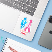Men and Women Typography Icon Design Aufkleber (Laptop mit iPhone)
