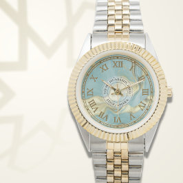 Men Aqua Marmor Roman Numeral Watch - Eid Gift Armbanduhr