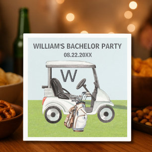 Men Bachelor Party Golf Theme Monogram Serviette