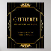 Men Bathroom Basket Wedding Sign | Gatsby Art Deco Poster (Vorne)