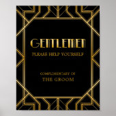 Men Bathroom Basket Wedding Sign | Gatsby Art Deco Poster (Vorne)