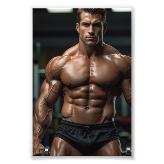 Men Bodybuilder Gym-Fitness Fotodruck (Vorne)