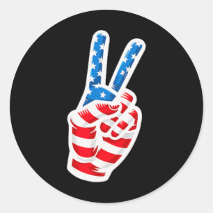 Men Boys American Flag Peace Schild Hand 4. Juli Runder Aufkleber