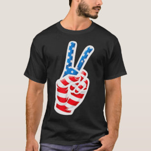 Men Boys American Flag Peace Schild Hand 4. Juli T-Shirt