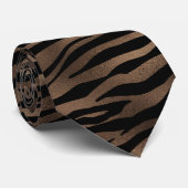 Men Brown Tiger Print Krawatte (Gerollt)