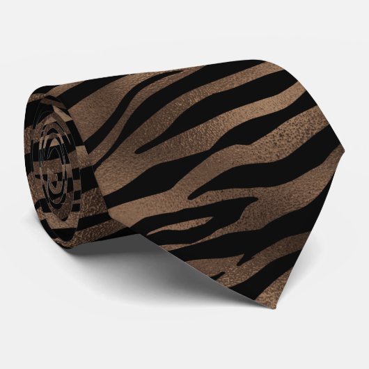 Men Brown Tiger Print Krawatte (Gerollt)