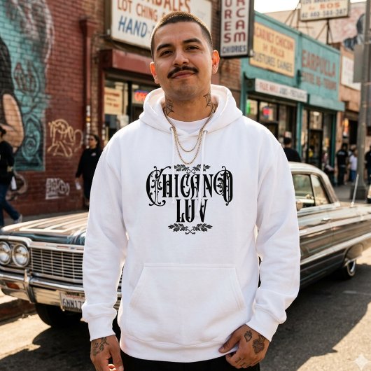 Men Chicano Liebe Pullover Hoodie White Custom