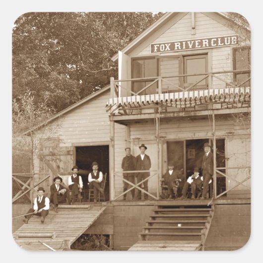 Men Club Fox River Club Angeln Elgin Quadratischer Aufkleber (Vorderseite)