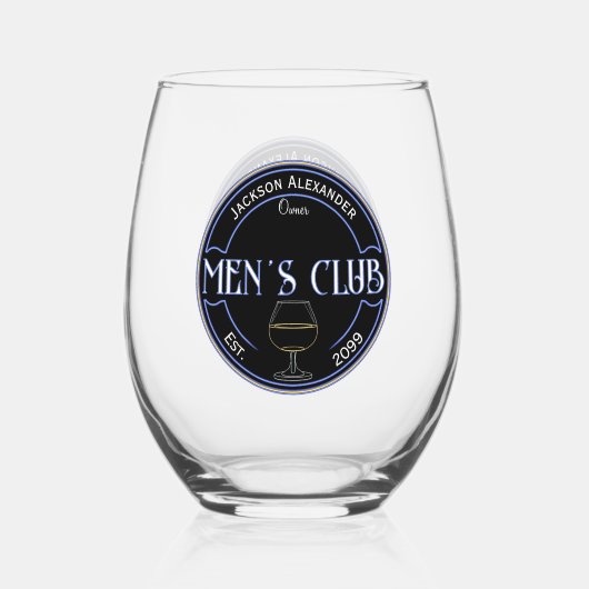 Men Club Man Cave Trinkbehälter Cocktail Weinglas Ohne Stiel (Vorderseite)