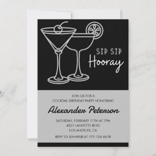 Men Cocktail Schwarz-weiß Retro 92. Geburtstag Einladung
